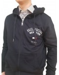 Tommy Hilfiger felpa uomo blue con cappuccio e zip Arched varsity mw0mw33644-dw5