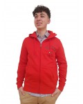 Tommy Hilfiger felpa uomo rossa zip e cappuccio Arched varsity mw0mw33644-xnd