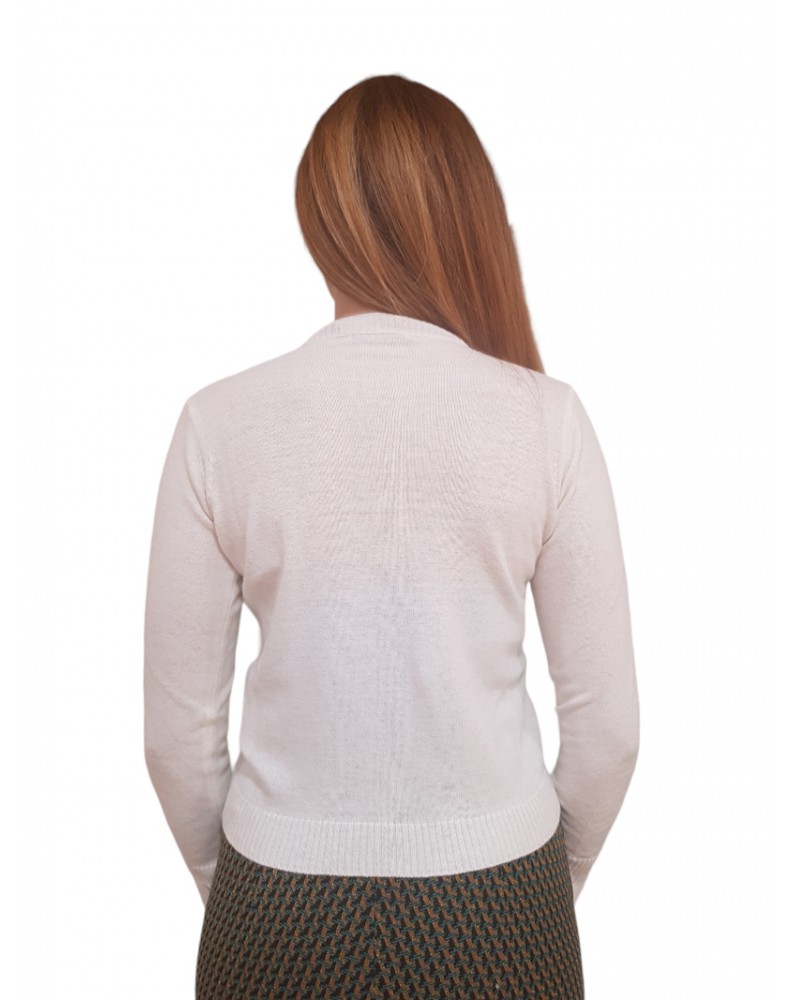 Gaudi maglia girocollo da donna crema in lana e cashmere 321fd53041-2101