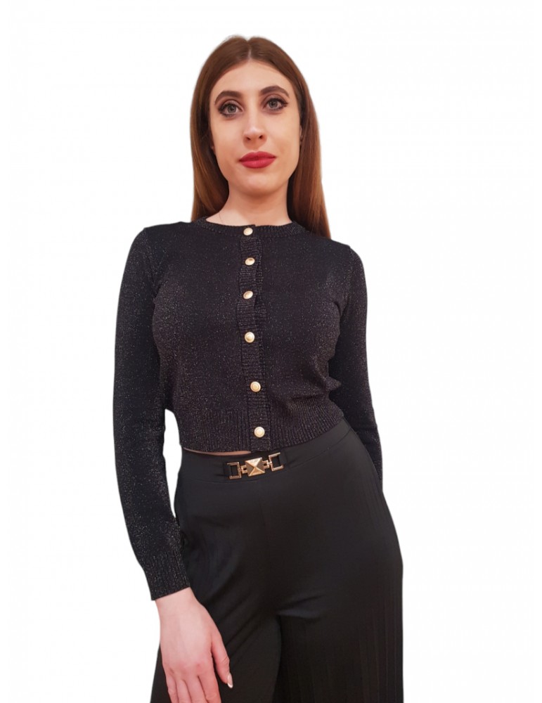 Gaudi cardigan donna nero in lurex 411fd53007-411015-03