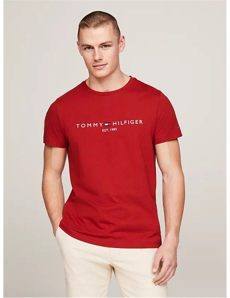 Tommy Hilfiger t shirt uomo slim fit dark magma con logo mw0mw11797xnn