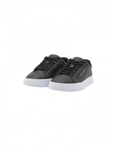 Tommy Hilfiger sneakers uomo in pelle court leather grain ess black