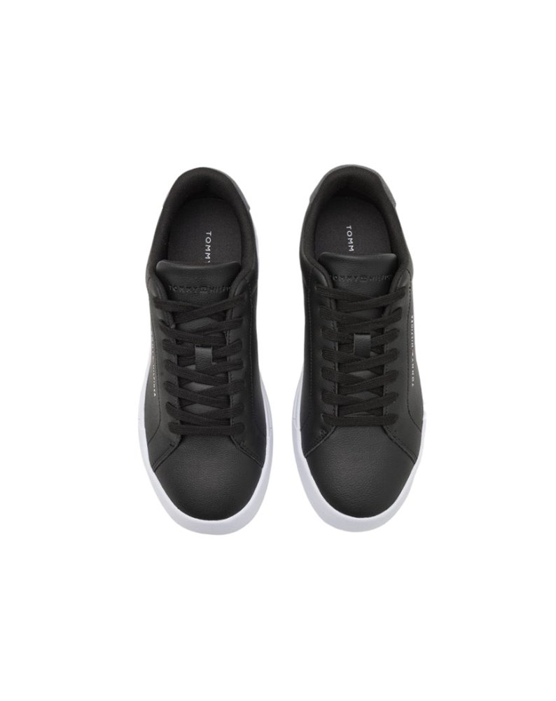 Tommy Hilfiger sneakers uomo in pelle court leather grain ess black