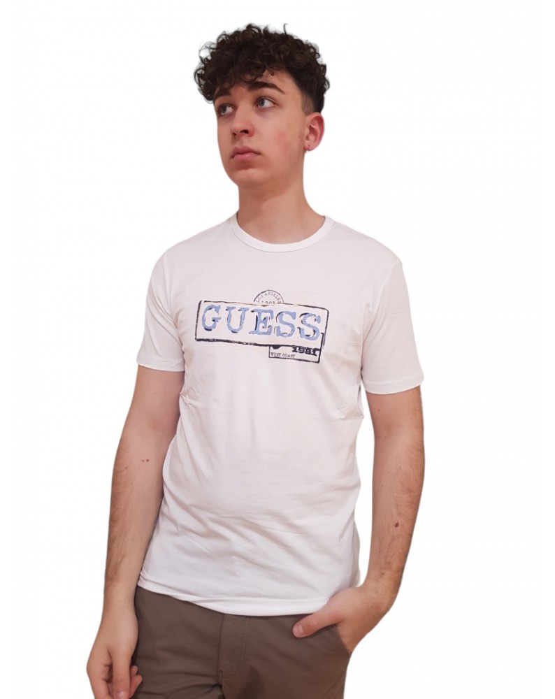 Guess t shirt bianca box logo m4gi26j1314-g011