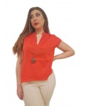 Gaudi blusa rossa giro manica con collana