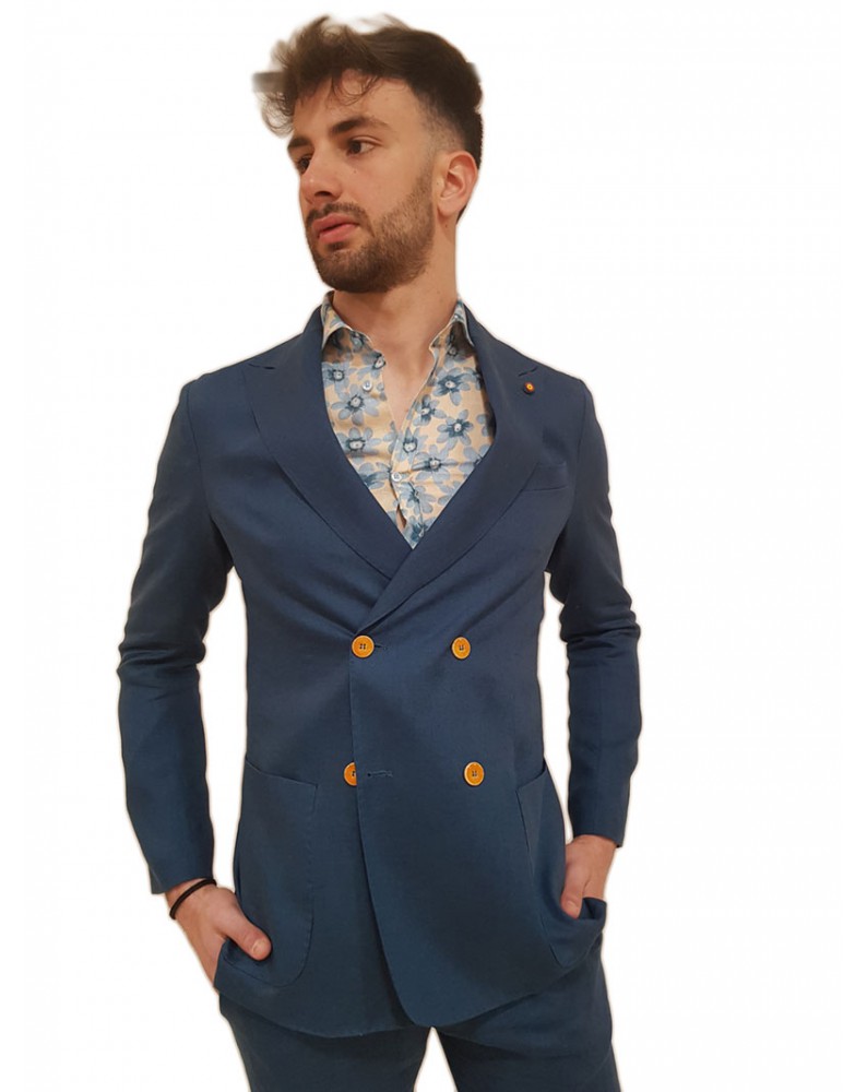 Roberto P Luxury giacca doppiopetto blu super slim ga7 ptr