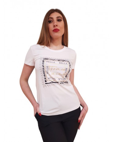 Fracomina t shirt bianca quadro fr24st3004j40110-278