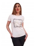 Fracomina t shirt bianca quadro fr24st3004j40110-278