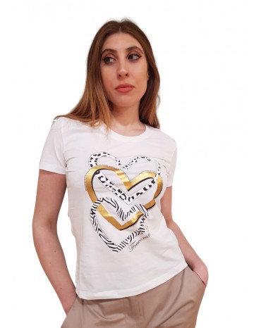 Fracomina t shirt bianca con cuori fr24st3002j401n5-278