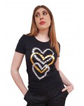 Fracomina t shirt nera con cuori fr24st3002j401n5-053