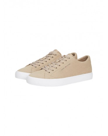 Tommy Hilfiger sneakers beige in tela Th Hi Vulc Low canvas fm0fm04882-aeg