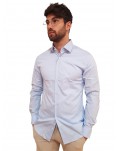 Calvin Klein camicia celeste aderente in popeline fitted calm blue