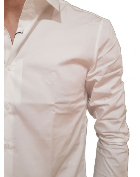 Calvin Klein camicia bianca uomo extra slim in popeline elasticizzato