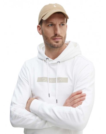 Felpa uomo Calvin Klein bianca con cappuccio e logo k10k113090yaf