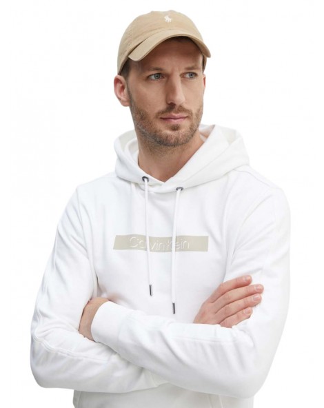 Felpa uomo Calvin Klein bianca con cappuccio e logo k10k113090yaf