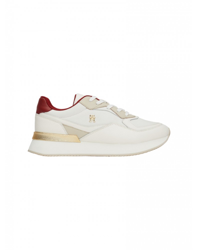 Tommy Hilfiger sneakers donna in pelle chic chunky ancient white magma red