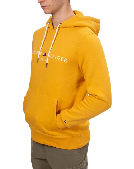 Tommy Hilfiger felpa uomo con cappuccio e logo city yellow mw0mw11599ze1