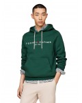 Felpa uomo Tommy Hilfiger con cappuccio e logo ornamental green mw0mw11599l6k