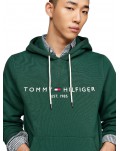 Felpa uomo Tommy Hilfiger con cappuccio e logo ornamental green mw0mw11599l6k