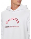 Felpa Tommy Hilfiger bianca con cappuccio e logo roundall mw0mw35568ybr