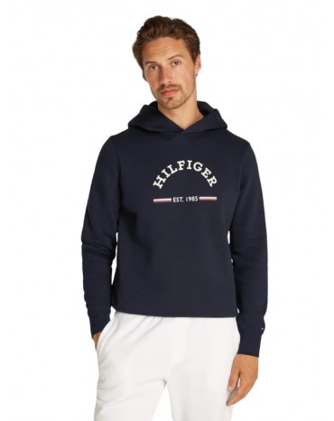 Felpa Tommy Hilfiger Roundall desert sky con cappuccio e logo mw0mw35568dw5