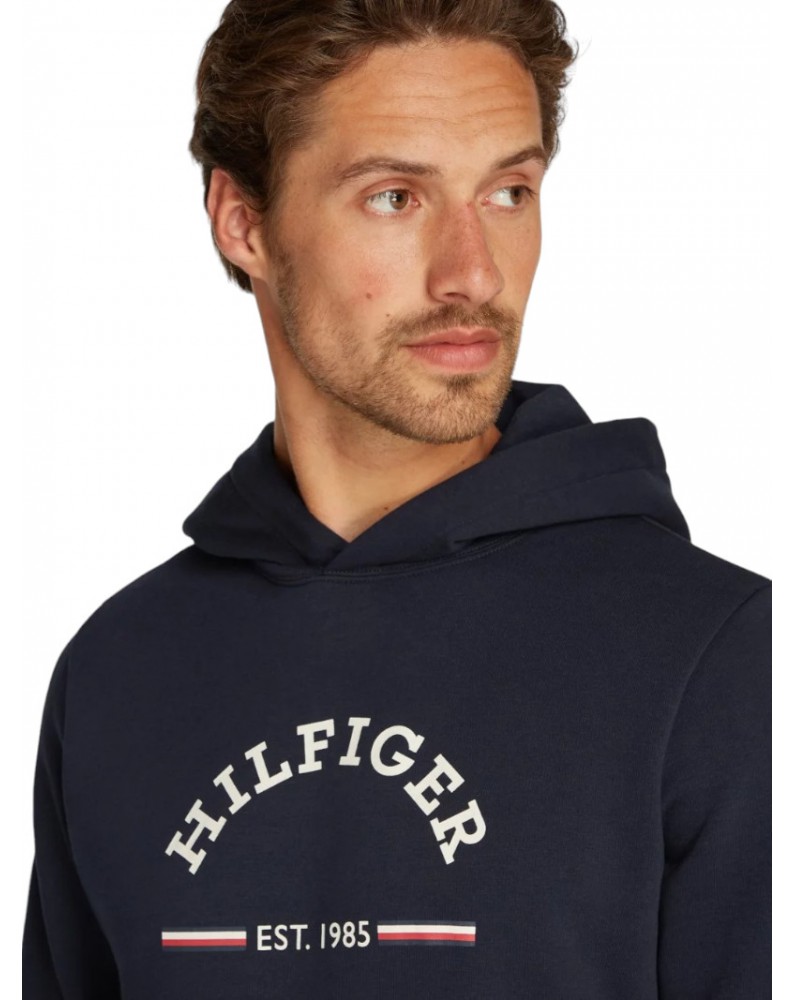 Felpa Tommy Hilfiger Roundall desert sky con cappuccio e logo mw0mw35568dw5