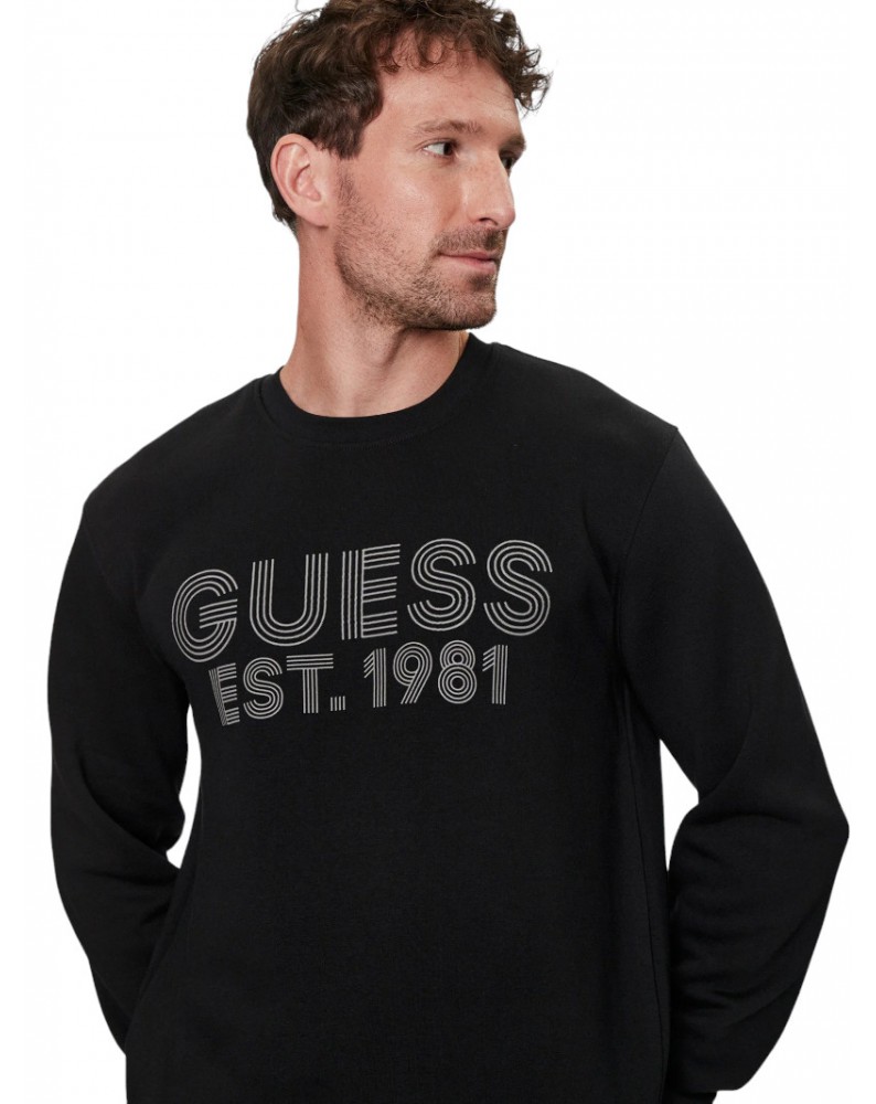 Felpa uomo Guess girocollo nera Beau m4yq08k9z21