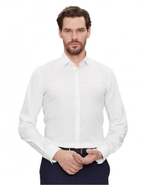 Calvin Klein camicia bianca slim in popeline interno colletto a contrasto