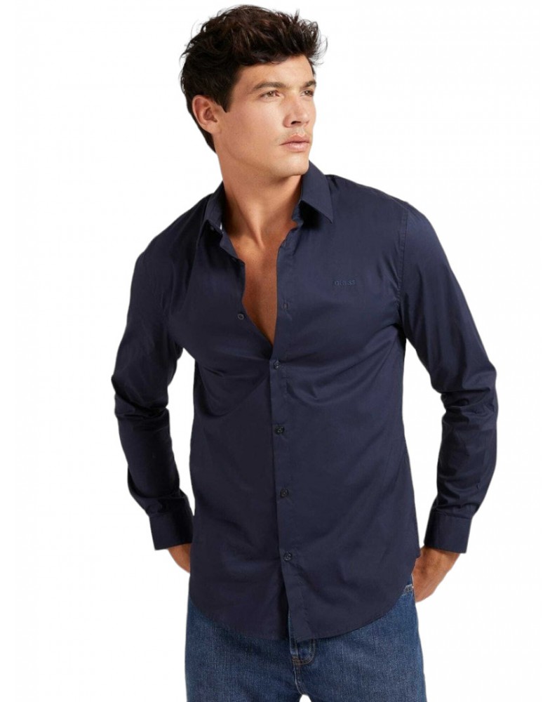 Guess camicia uomo blue slim manica lunga Ls Sunset m1yh20w7zk1-g7v2