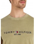 Tommy Hilfiger t shirt uomo slim fit faded olive con logo mw0mw35186-l9f