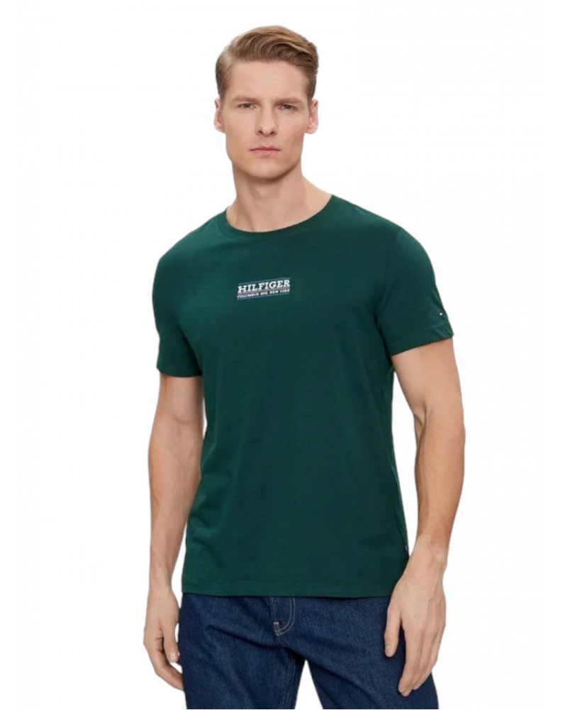 Tommy Hilfiger t shirt uomo slim fit verde small Hilfiger mw0mw34387-mbp