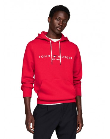 Tommy Hilfiger felpa uomo con cappuccio e logo primary red mw0mw11599xlg 