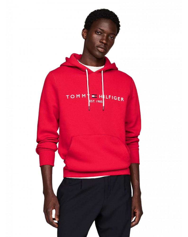 Tommy Hilfiger felpa uomo con cappuccio e logo primary red mw0mw11599xlg 