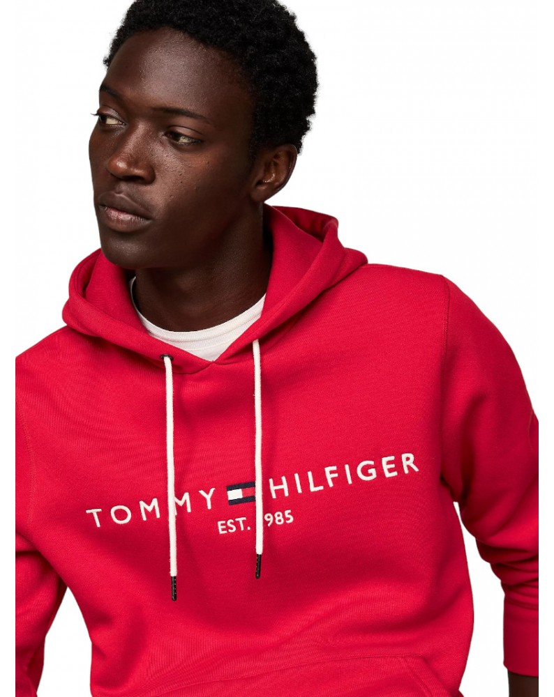 Tommy Hilfiger felpa uomo con cappuccio e logo primary red mw0mw11599xlg 