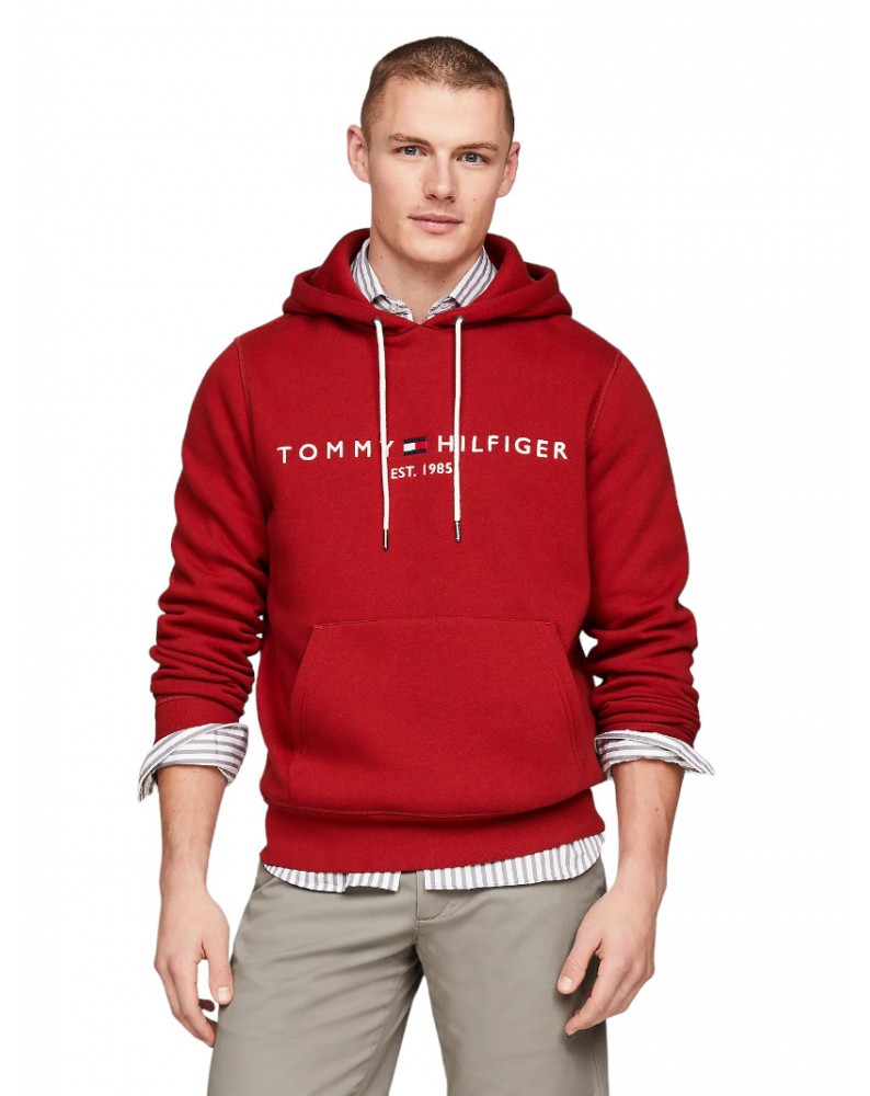 Felpa con cappuccio e logo Tommy Hilfiger dark magma mw0mw11599xnn 