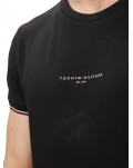 Tommy Hilfiger t shirt slim fit nera con righe manica mw0mw32584-bds