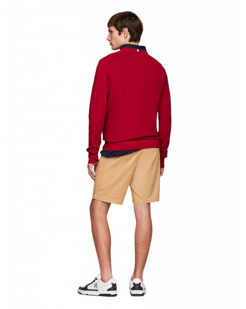 Tommy Hilfiger pullover uomo rosso in maglia tramata mw0mw33511-xjv