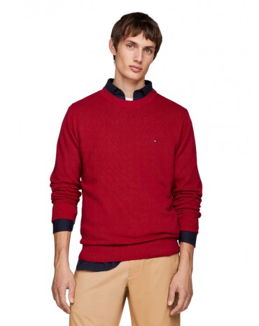 Tommy Hilfiger pullover uomo rosso in maglia tramata mw0mw33511-xjv