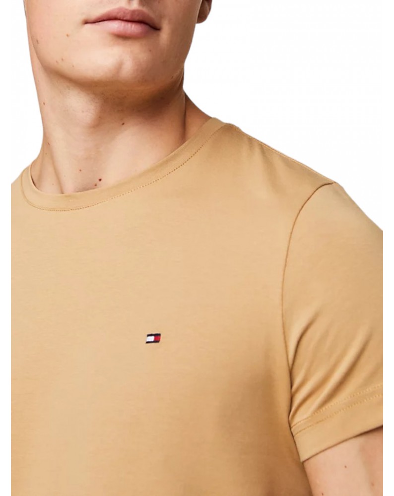 Tommy Hilfiger t shirt uomo extra slim con bandierina classic khaki mw0mw10800