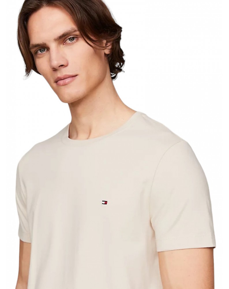 Tommy Hilfiger t shirt uomo extra slim con bandierina classic beige mw0mw10800