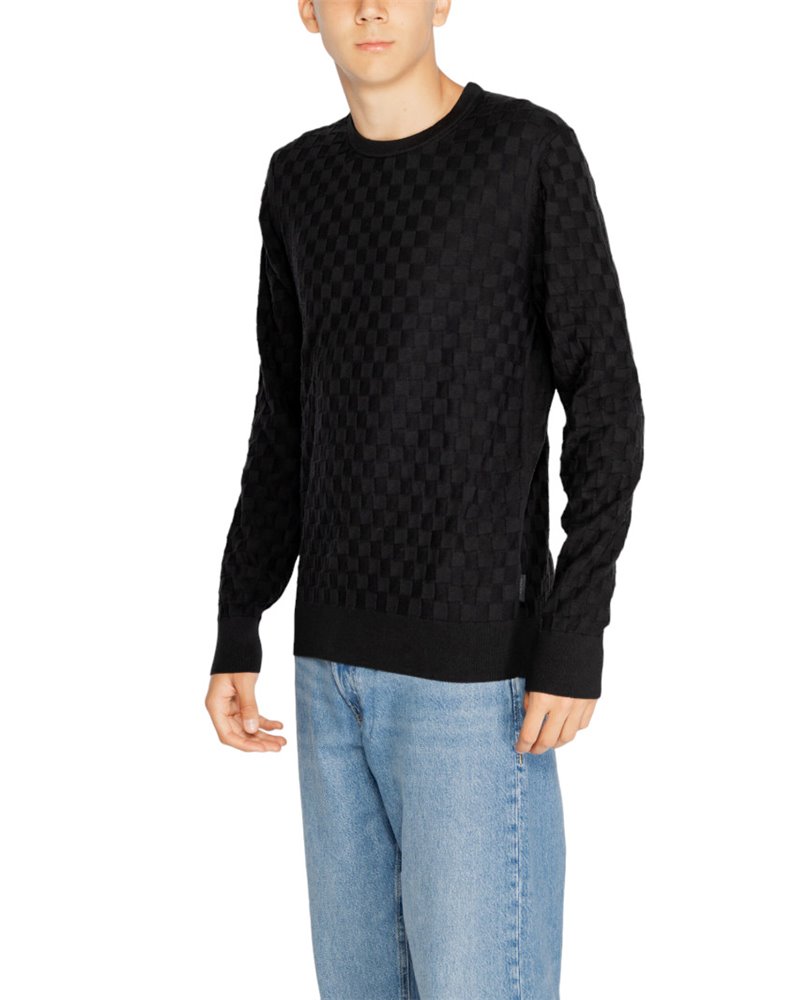 Calvin Klein maglia uomo girocollo nera basket weave k10k113747-beh