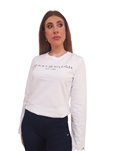 T shirt donna Tommy Hilfiger manica lunga bianca reg corp con logo mw0mw43620