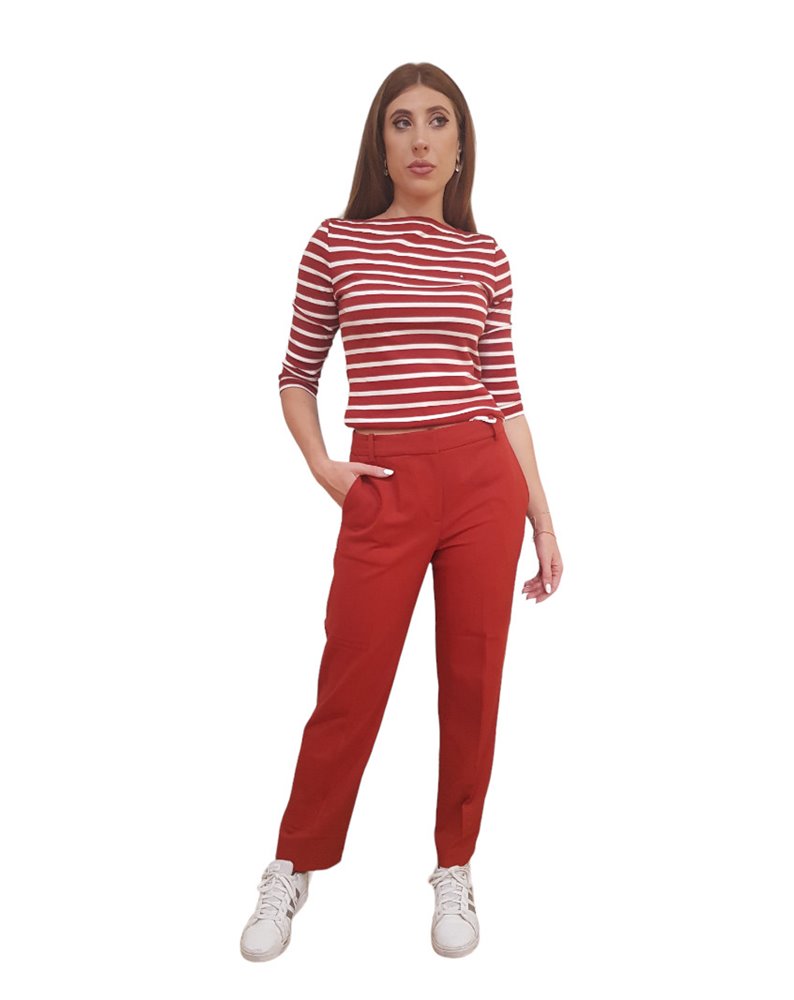 Pantaloni donna rosso slim dritto fit Tommy Hilfiger  ww0ww39723xnn