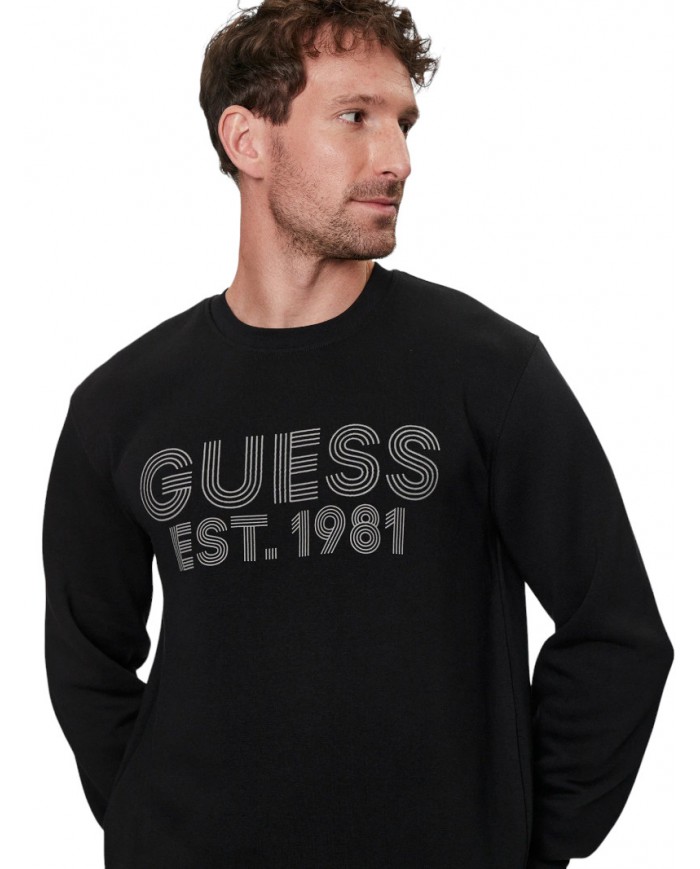 Felpa uomo Guess girocollo nera Beau m4yq08k9z21