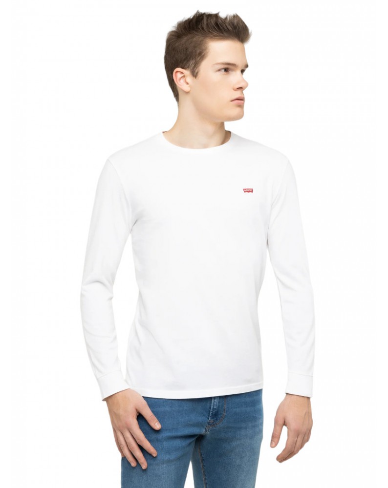 T shirt uomo girocollo manica lunga Levi's bianca Original hm tee 72848-0000