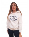 Tommy Hilfiger felpa donna con cappuccio bianca varsity ww0ww42098ybh