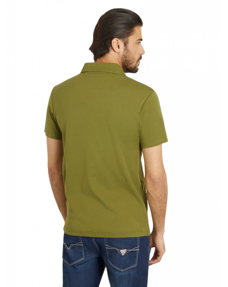 Guess polo uomo verde Nolan con logo a rilievo sul collo m4gp66kc701-g8y4