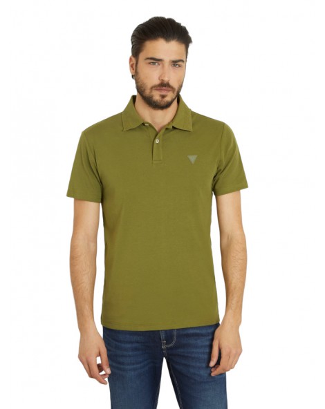 Guess polo uomo verde Nolan con logo a rilievo sul collo m4gp66kc701-g8y4