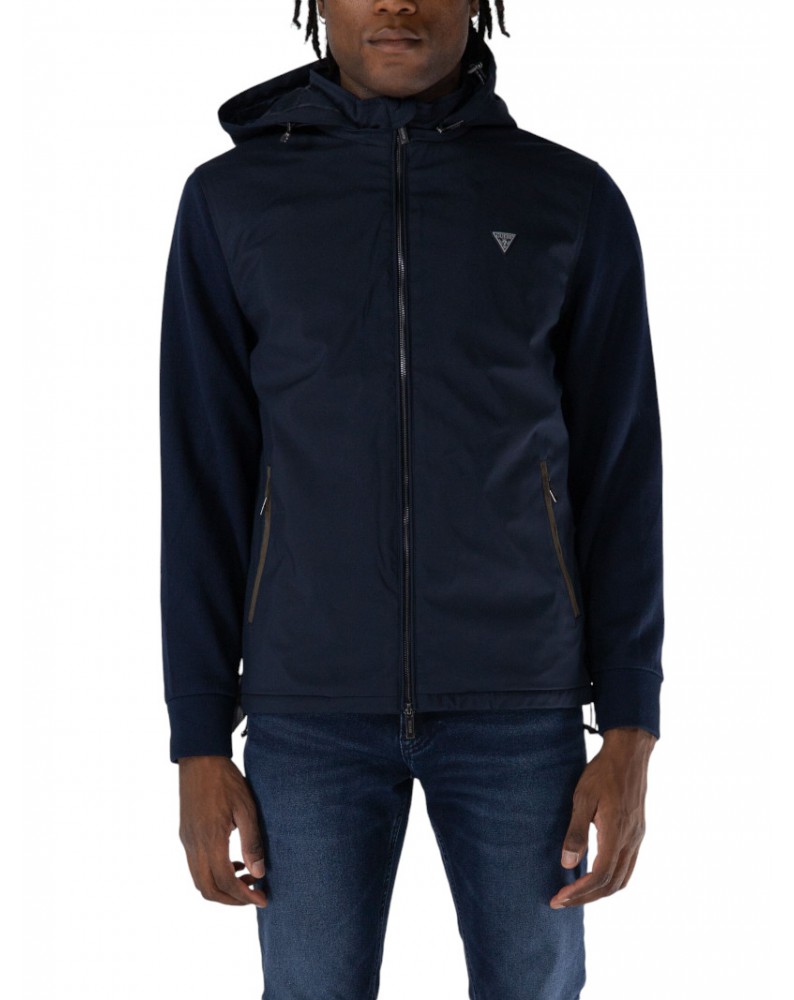 Guess giubbotto uomo blu con cappuccio windbreaker m4yl27wedj0-g7v2