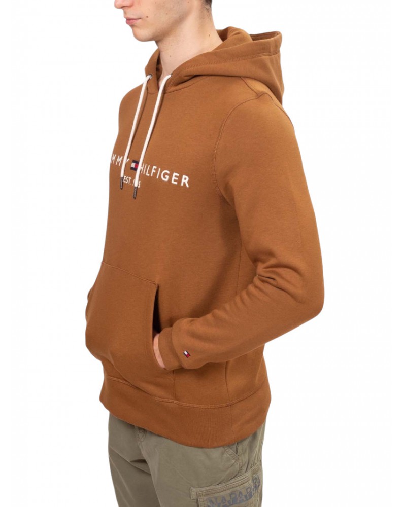 Tommy Hilfiger felpa uomo con cappuccio e logo kakhi mw0mw11599gwp